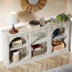 63-Inch Farmhouse Console Table with 3 Tier Storage for Entryway, Living Room - 11.81D x 62.99W x 31.5H
