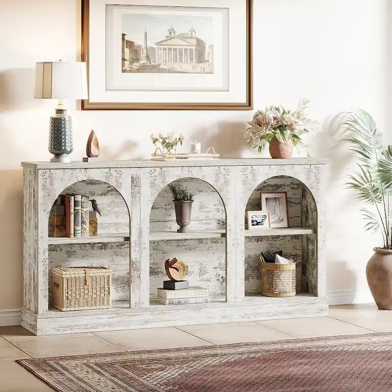 63-Inch Farmhouse Console Table with 3 Tier Storage for Entryway, Living Room - 11.81D x 62.99W x 31.5H
