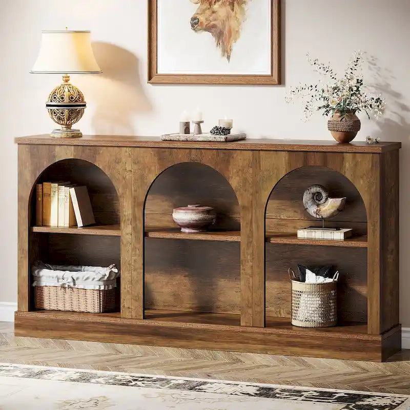 63-Inch Farmhouse Console Table with 3 Tier Storage for Entryway, Living Room - 11.81D x 62.99W x 31.5H