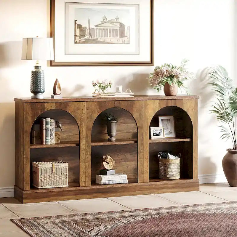 63-Inch Farmhouse Console Table with 3 Tier Storage for Entryway, Living Room - 11.81D x 62.99W x 31.5H
