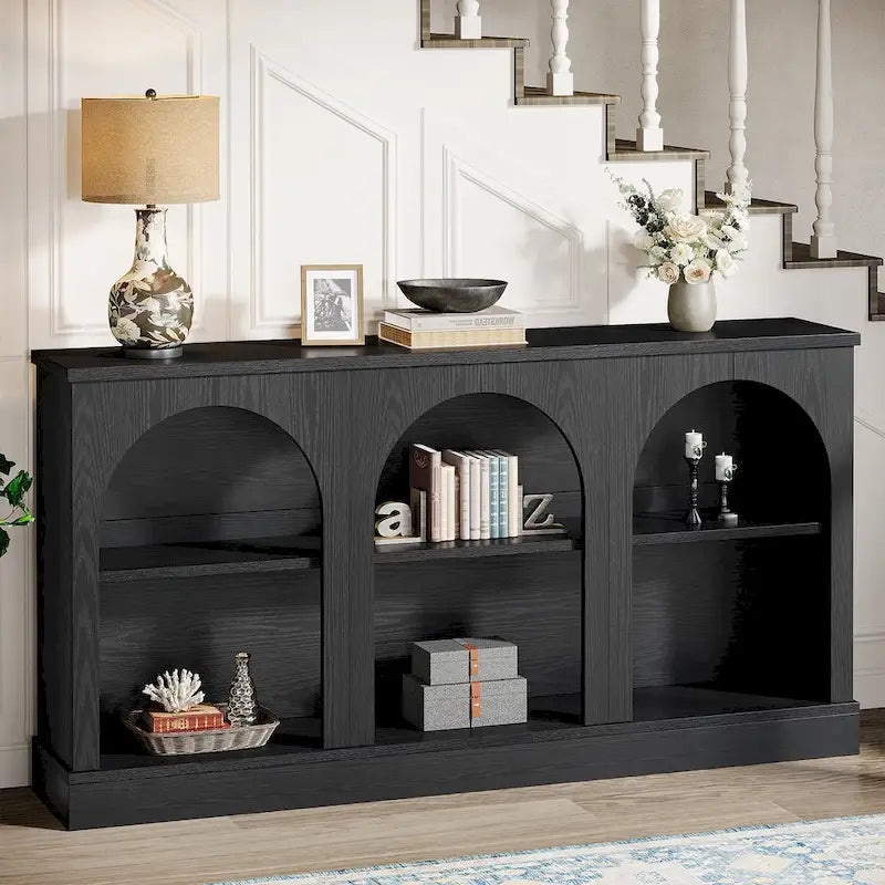 63-Inch Farmhouse Console Table with 3 Tier Storage for Entryway, Living Room - 11.81D x 62.99W x 31.5H