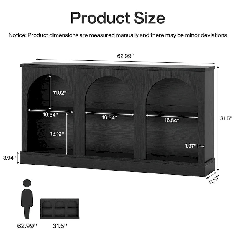 63-Inch Farmhouse Console Table with 3 Tier Storage for Entryway, Living Room - 11.81D x 62.99W x 31.5H
