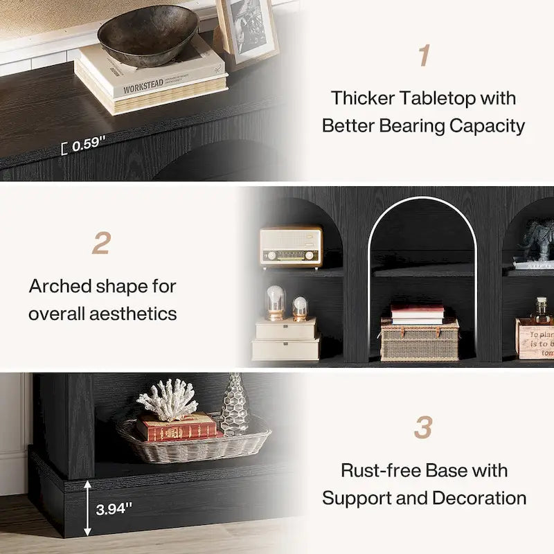 63-Inch Farmhouse Console Table with 3 Tier Storage for Entryway, Living Room - 11.81D x 62.99W x 31.5H