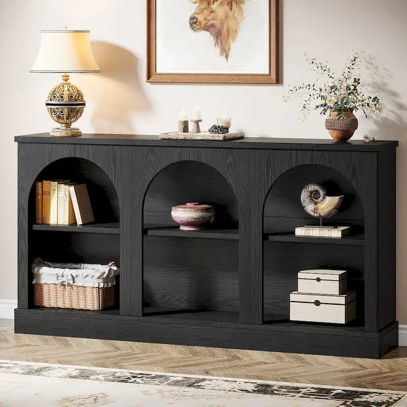 63-Inch Farmhouse Console Table with 3 Tier Storage for Entryway, Living Room - 11.81D x 62.99W x 31.5H