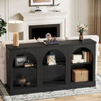 63-Inch Farmhouse Console Table with 3 Tier Storage for Entryway, Living Room - 11.81D x 62.99W x 31.5H