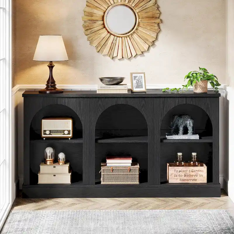 63-Inch Farmhouse Console Table with 3 Tier Storage for Entryway, Living Room - 11.81D x 62.99W x 31.5H