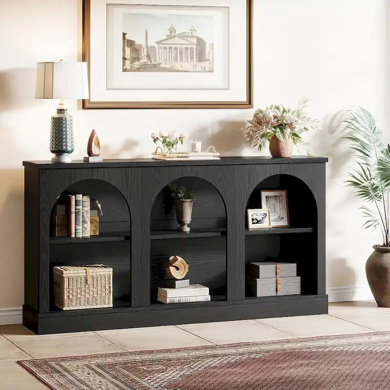 63-Inch Farmhouse Console Table with 3 Tier Storage for Entryway, Living Room - 11.81D x 62.99W x 31.5H