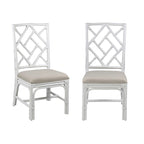 Natural Rattan Handmade Chippendale Cushioned Dining Chairs by East at Main