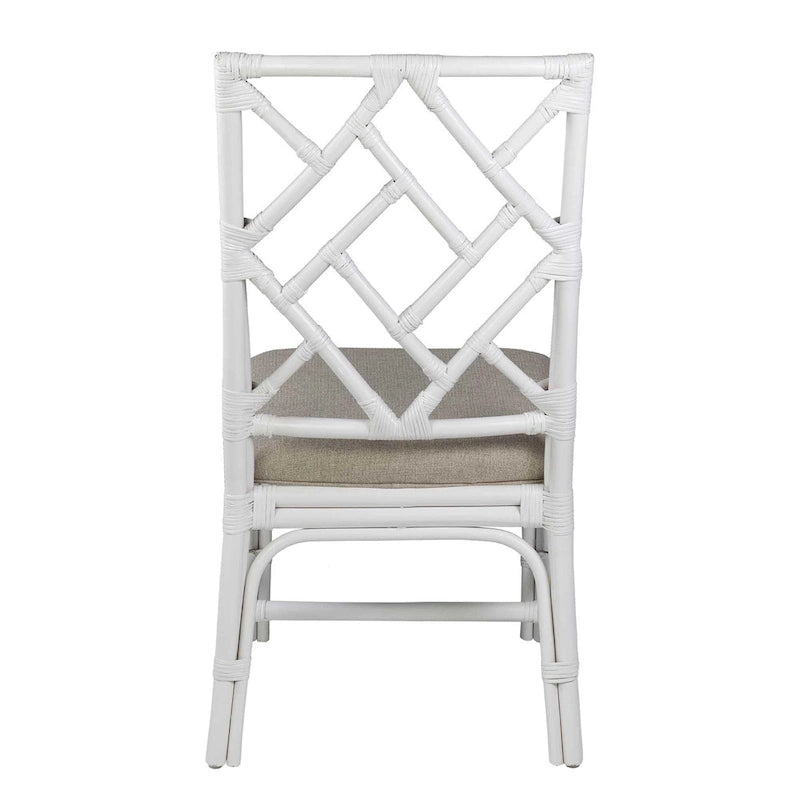 Natural Rattan Handmade Chippendale Cushioned Dining Chairs by East at Main