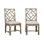 Natural Rattan Handmade Chippendale Cushioned Dining Chairs by East at Main