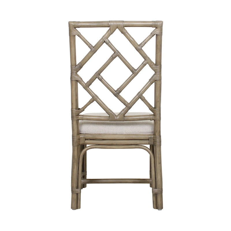 Natural Rattan Handmade Chippendale Cushioned Dining Chairs by East at Main