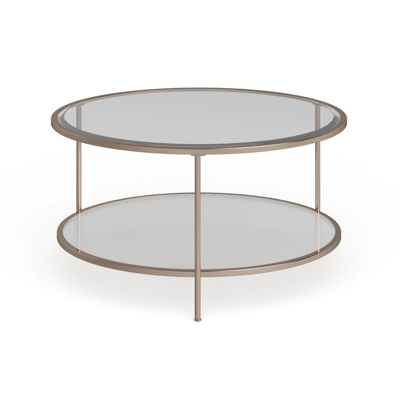 SEI Furniture Grant Gold Copper Round Coffee Table with Storage