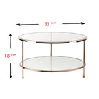 SEI Furniture Grant Gold Copper Round Coffee Table with Storage
