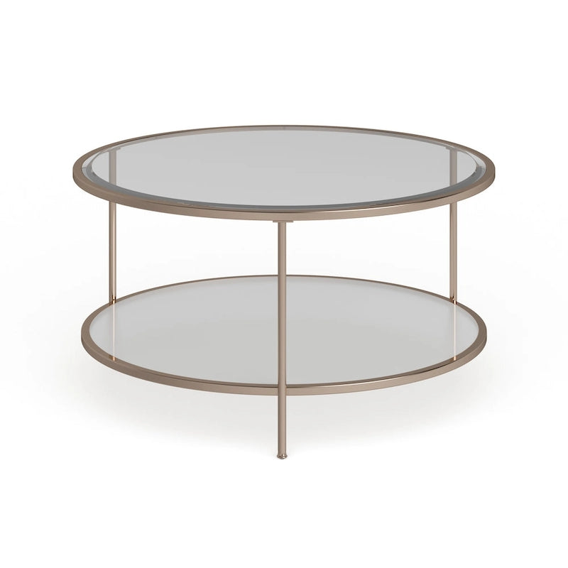 SEI Furniture Grant Gold Copper Round Coffee Table with Storage