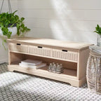 SAFAVIEH Salime 3-Drawer Bottom Shelf Storage Bench - 47.3 W x 15 L x 19 H - 47Wx15Dx19H