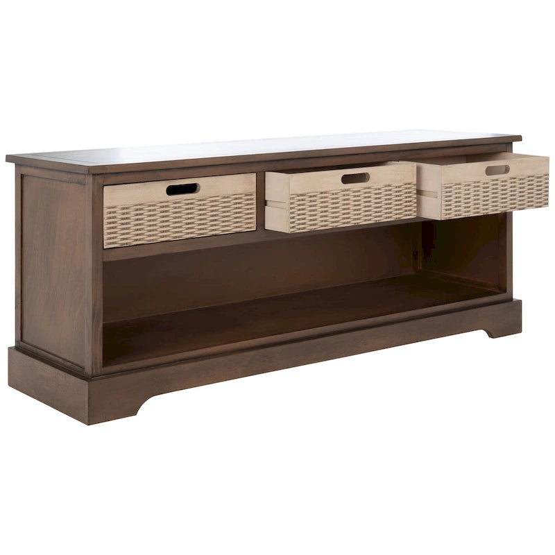SAFAVIEH Salime 3-Drawer Bottom Shelf Storage Bench - 47.3 W x 15 L x 19 H - 47Wx15Dx19H