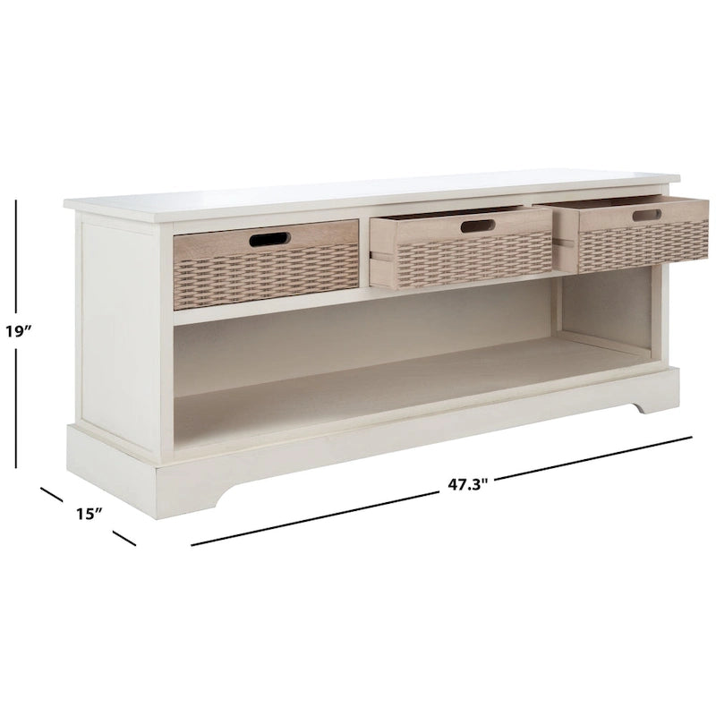 SAFAVIEH Salime 3-Drawer Bottom Shelf Storage Bench - 47.3 W x 15 L x 19 H - 47Wx15Dx19H