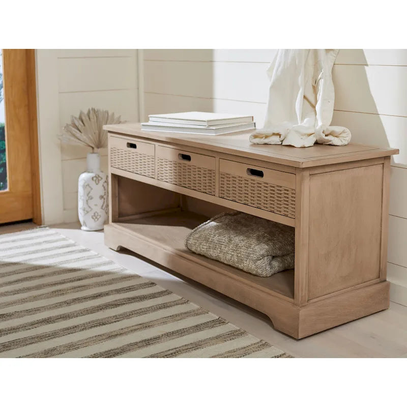 SAFAVIEH Salime 3-Drawer Bottom Shelf Storage Bench - 47.3 W x 15 L x 19 H - 47Wx15Dx19H