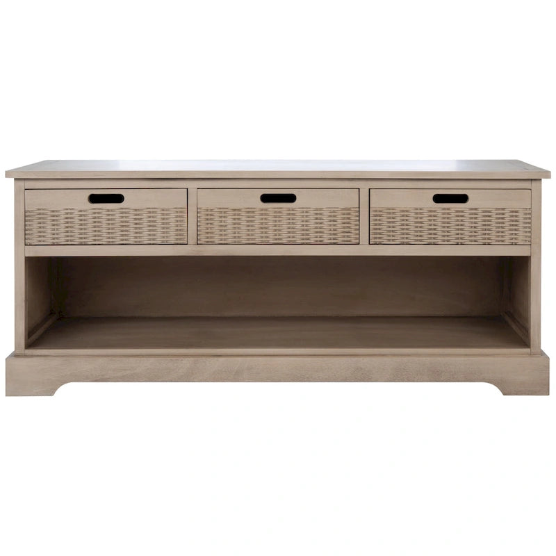 SAFAVIEH Salime 3-Drawer Bottom Shelf Storage Bench - 47.3 W x 15 L x 19 H - 47Wx15Dx19H