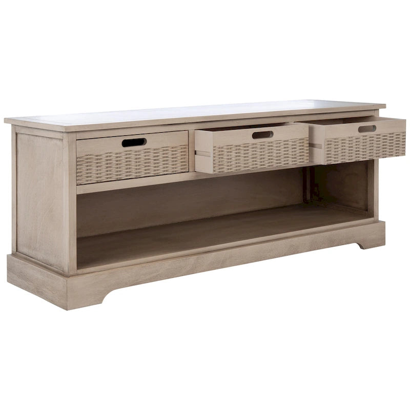 SAFAVIEH Salime 3-Drawer Bottom Shelf Storage Bench - 47.3 W x 15 L x 19 H - 47Wx15Dx19H