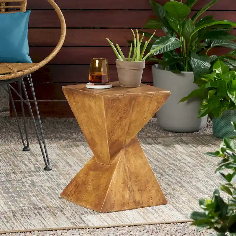 Tess Outdoor Lightweight Concrete Accent Table by Christopher Knight Home