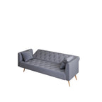 Tufted Grey Upholstered Convertible Double Folding Sofa Bed - 19.00 x 71.00 x 30.00