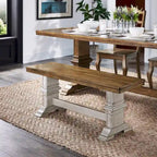 Ronda Two-Tone Trestle Leg Wood Dining Bench