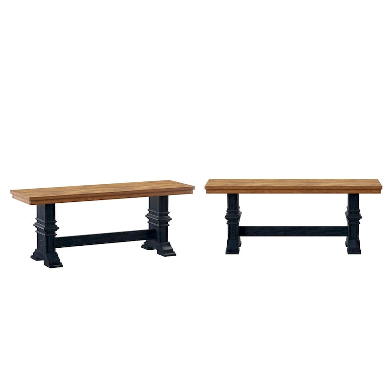 Ronda Two-Tone Trestle Leg Wood Dining Bench