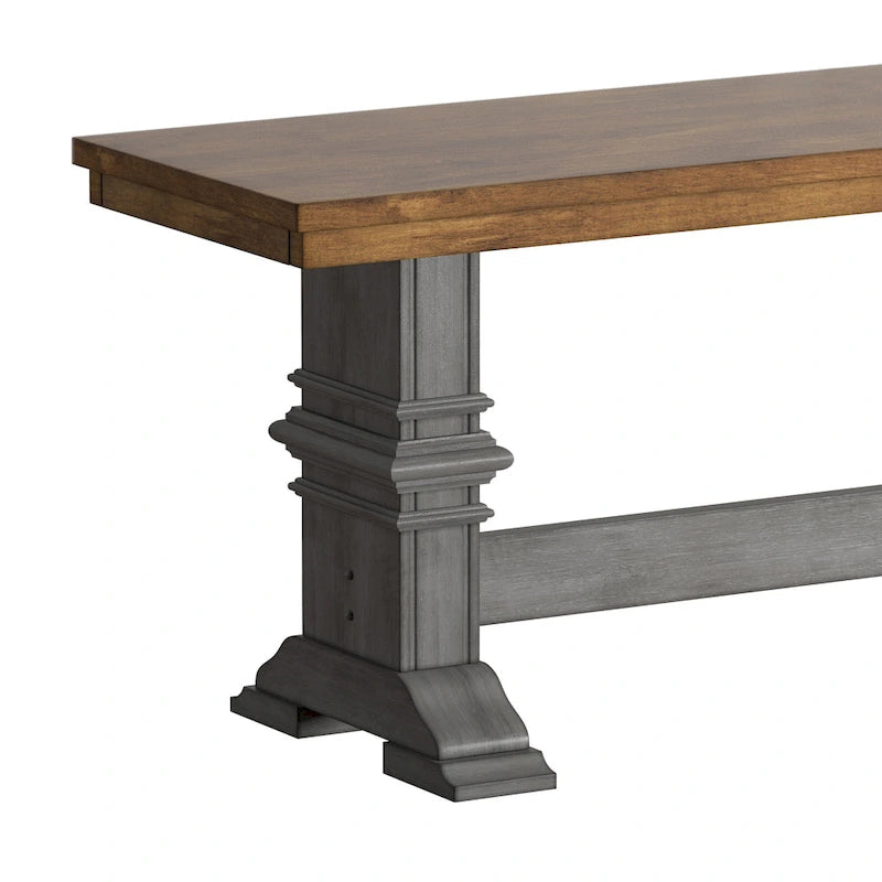 Ronda Two-Tone Trestle Leg Wood Dining Bench