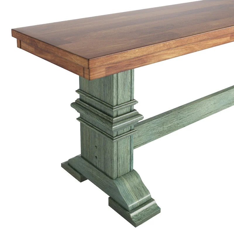 Ronda Two-Tone Trestle Leg Wood Dining Bench