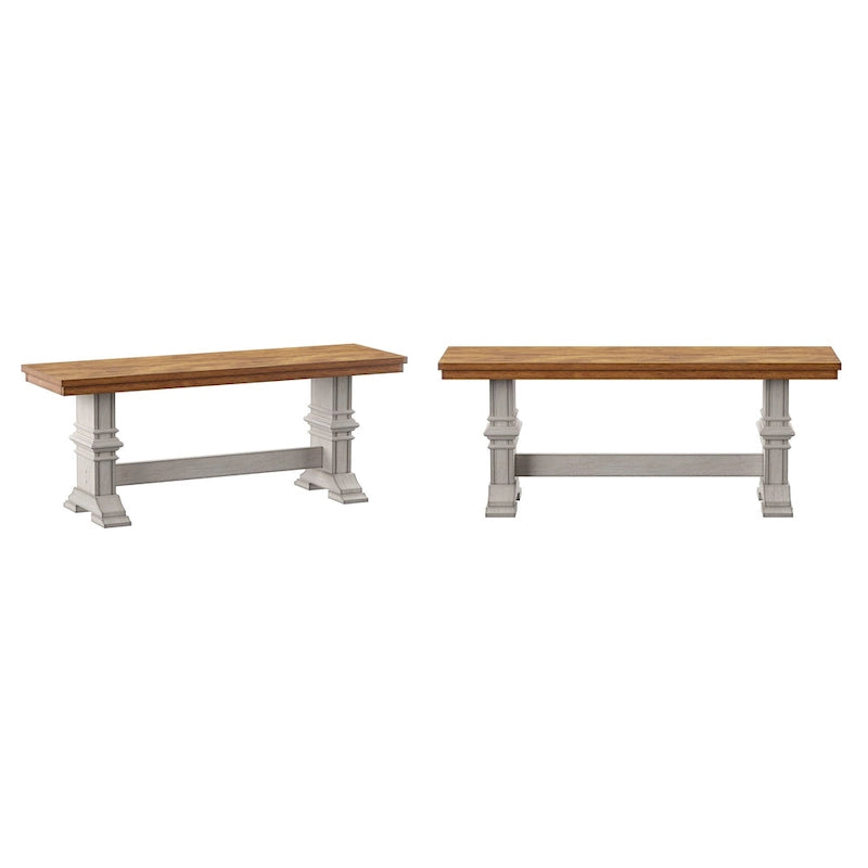 Ronda Two-Tone Trestle Leg Wood Dining Bench