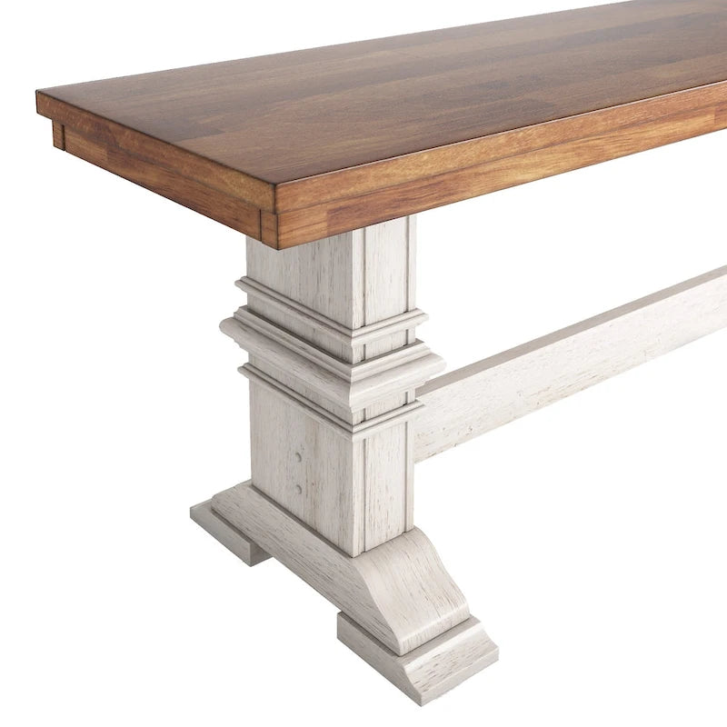 Ronda Two-Tone Trestle Leg Wood Dining Bench