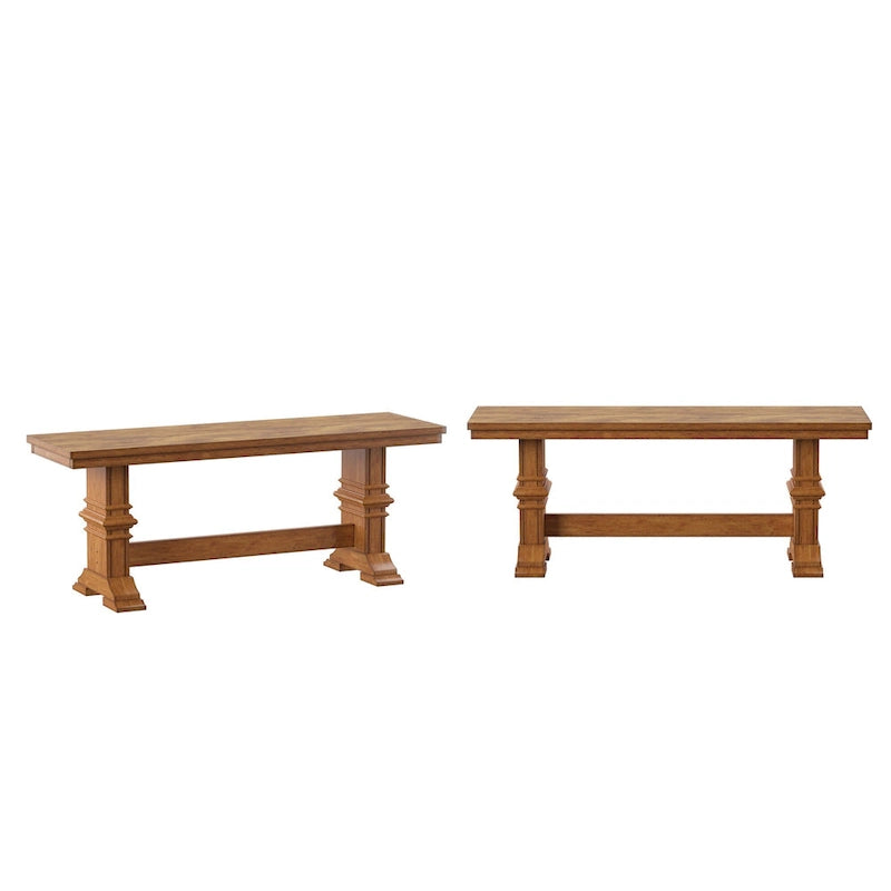 Ronda Two-Tone Trestle Leg Wood Dining Bench
