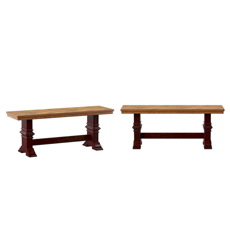 Ronda Two-Tone Trestle Leg Wood Dining Bench