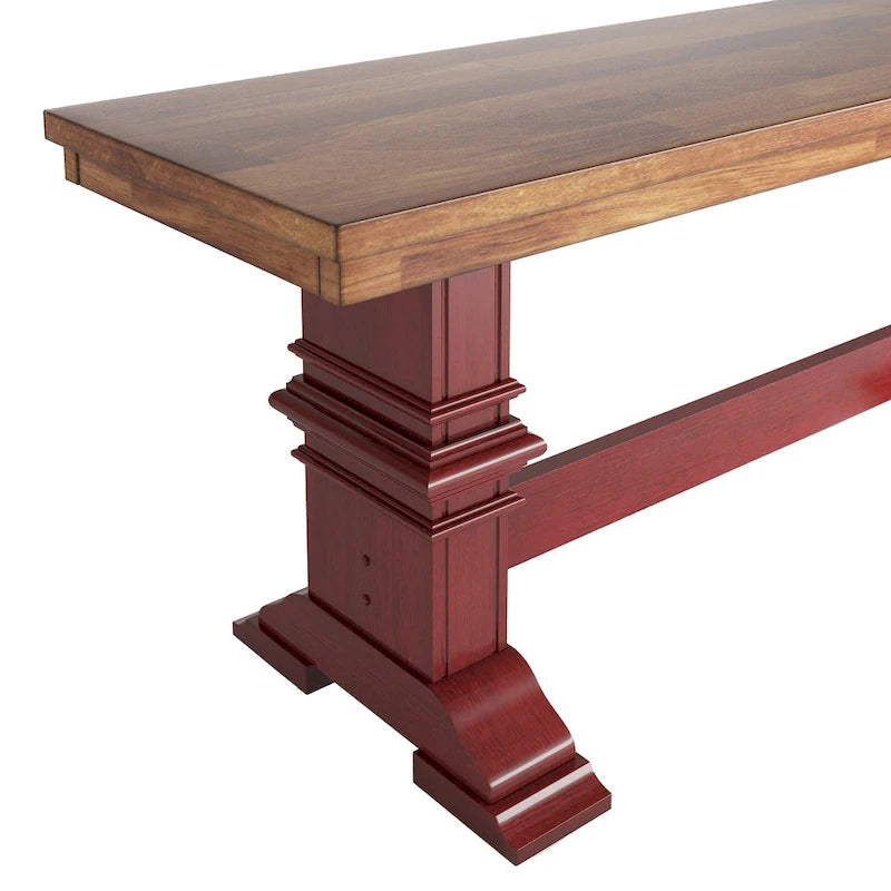 Ronda Two-Tone Trestle Leg Wood Dining Bench