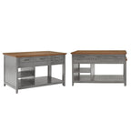Ronda Two-Tone Antique Finish Extendable Kitchen Island with 3 Drawers