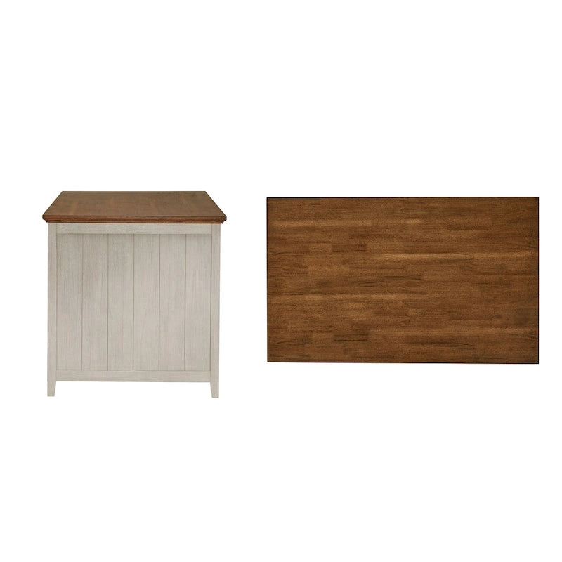 Ronda Two-Tone Antique Finish Extendable Kitchen Island with 3 Drawers
