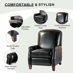 Gladis Modern Retro Genuine Leather Recliner with Nailhead Trim by HULALA HOME