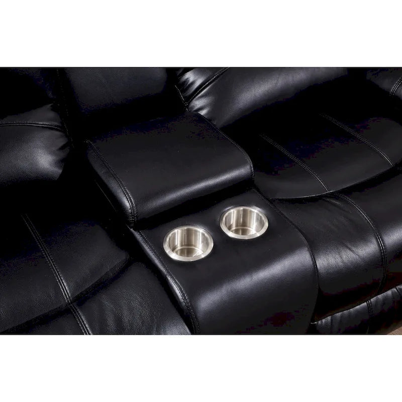 Betsy Furniture Bonded Leather Power Rclining 2-seat Loveseat with Console 8018