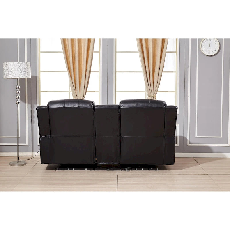 Betsy Furniture Bonded Leather Power Rclining 2-seat Loveseat with Console 8018