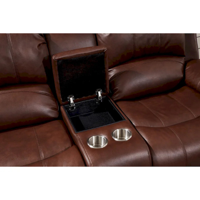 Betsy Furniture Bonded Leather Power Rclining 2-seat Loveseat with Console 8018