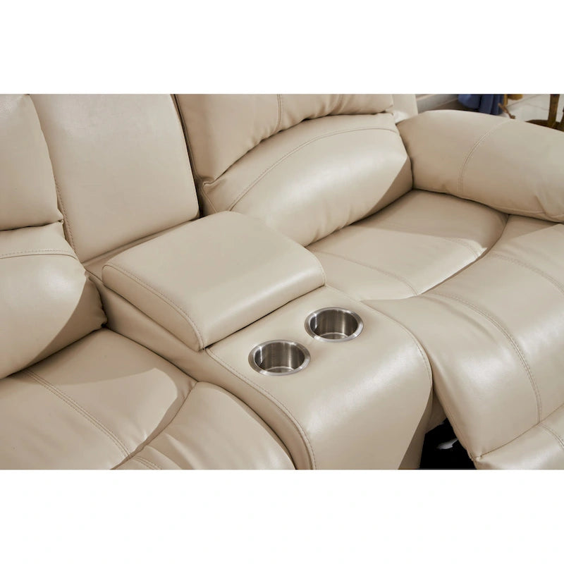 Betsy Furniture Bonded Leather Power Rclining 2-seat Loveseat with Console 8018