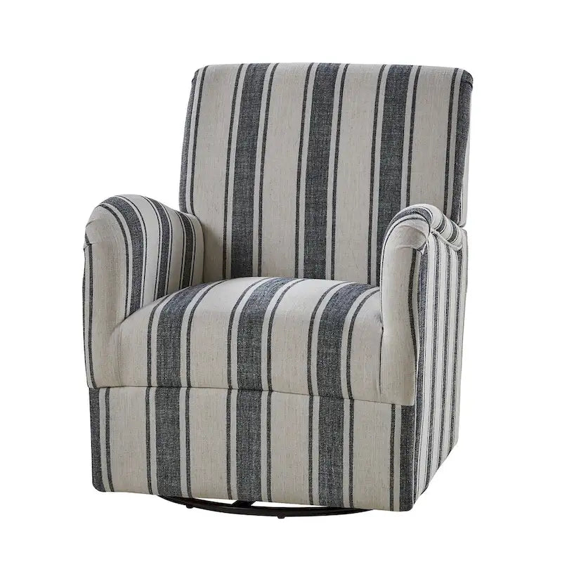 Pancy Traditional Swivel Armchair with Jacobean Strip Pattern by HOLALA HOME