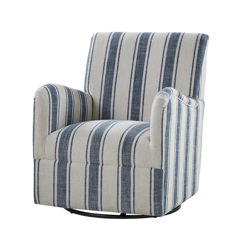 Pancy Traditional Swivel Armchair with Jacobean Strip Pattern by HOLALA HOME