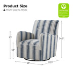 Pancy Traditional Swivel Armchair with Jacobean Strip Pattern by HOLALA HOME