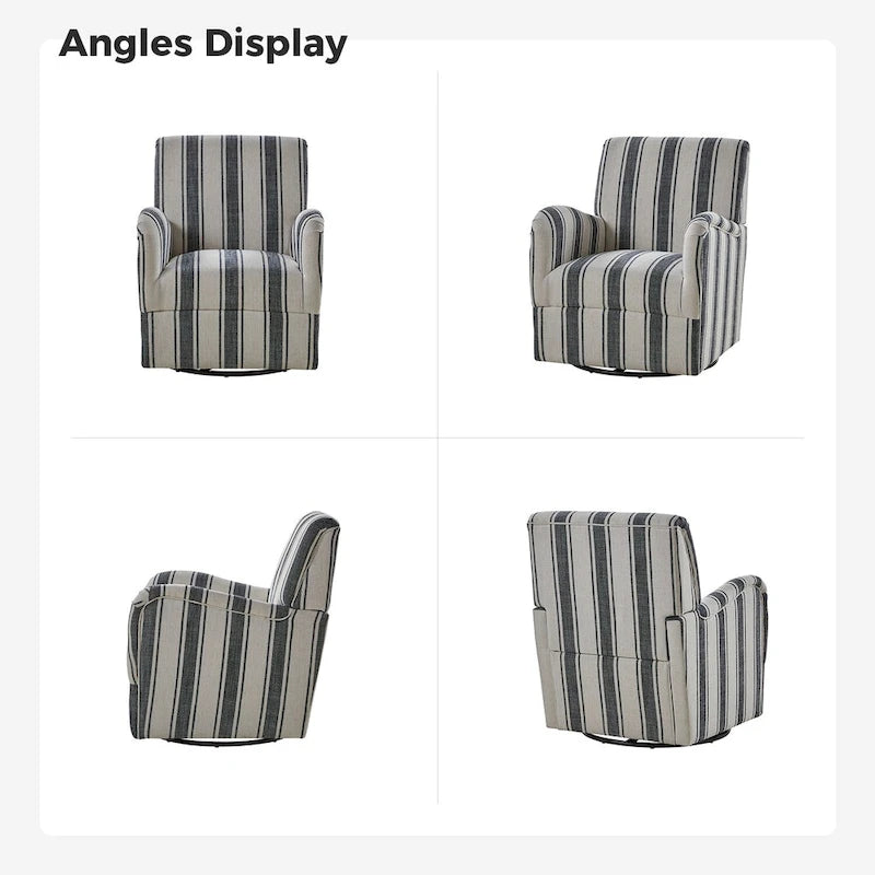 Pancy Traditional Swivel Armchair with Jacobean Strip Pattern by HOLALA HOME