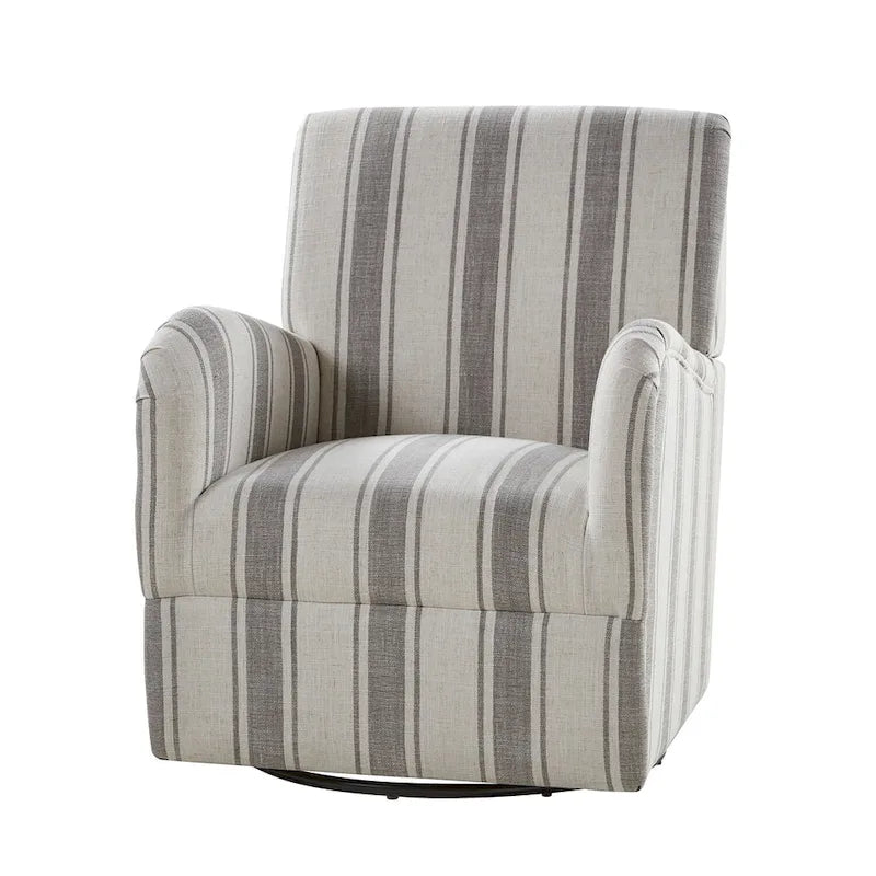 Pancy Traditional Swivel Armchair with Jacobean Strip Pattern by HOLALA HOME