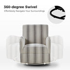 Pancy Traditional Swivel Armchair with Jacobean Strip Pattern by HOLALA HOME