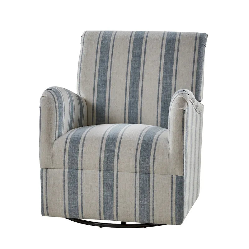 Pancy Traditional Swivel Armchair with Jacobean Strip Pattern by HOLALA HOME