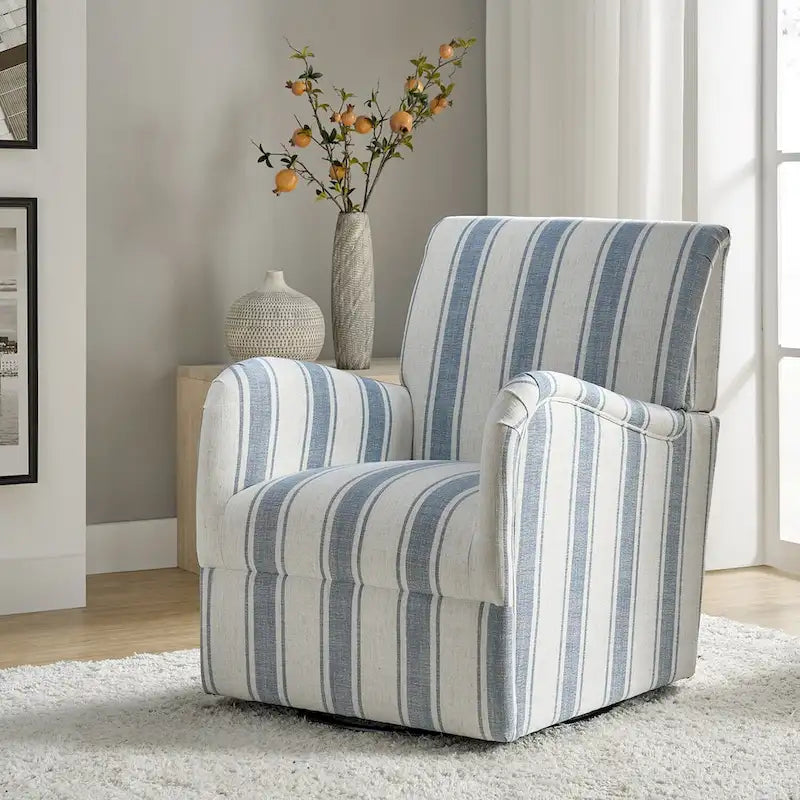 Pancy Traditional Swivel Armchair with Jacobean Strip Pattern by HOLALA HOME